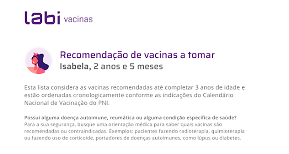 Laudo recomendação de vacinas